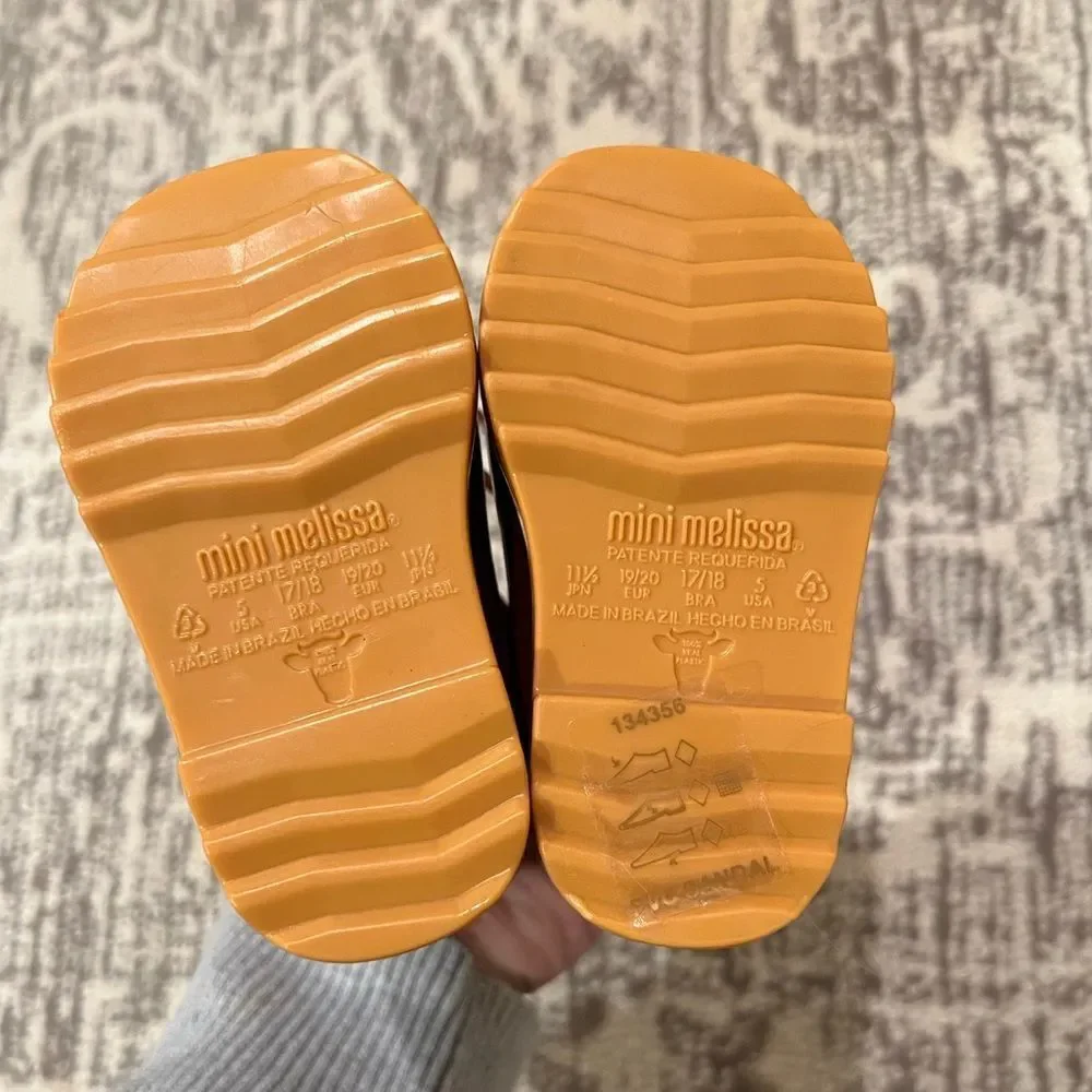 NIB Mini Melissa Yellow/Brown Rainboots II Toddler girl size 5